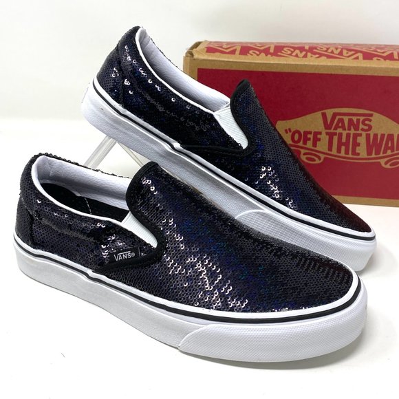 VANS Classic Slip-On Micro Sequins Black Glitter Sneakers Women Size VN0A4U382PC - Picture 9 of 11